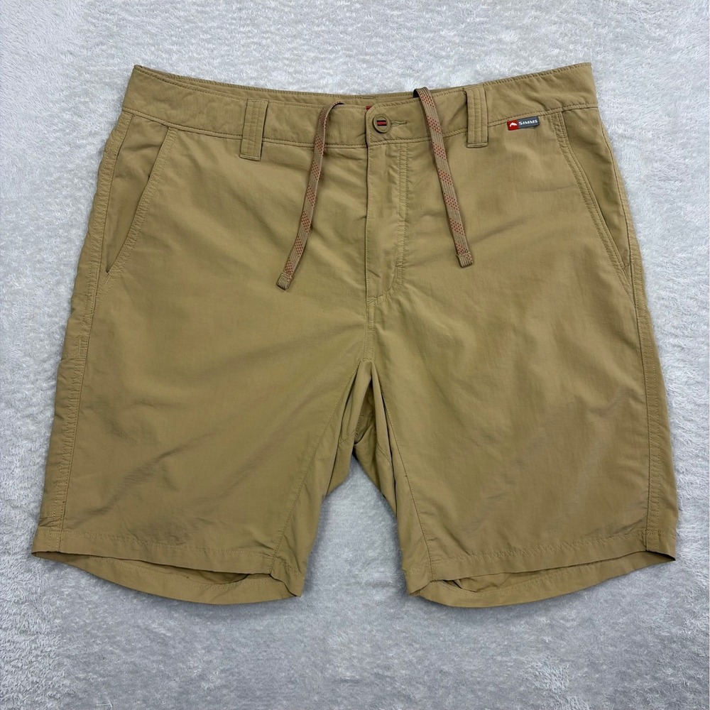 Simms Fishing Shorts Mens 34 Tan Technical Quick Dry Nylon Performance Utility